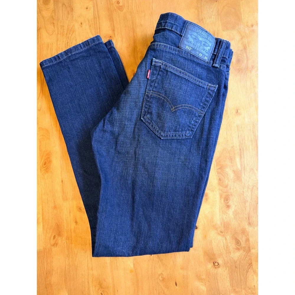 Levis 511 Slim Fit Jeans Mens 33x32 Dark Wash Blue Denim 04511-4172. 338